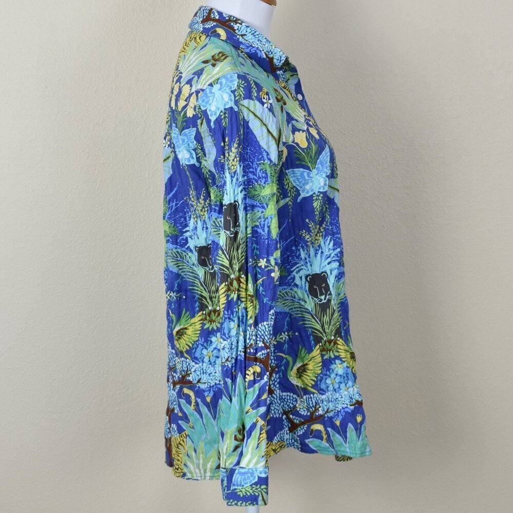 J. Mclaughlin Jungle Print Button Front Blouse S - image 3